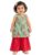 Pspeaches Girls Georgette Sleeveless Round Neck Floral Print Kurta With Palazzo 2 Piece Set|Ethnic Wear For Cute Baby Girls|Traditional & Festive Outfit 18-24 Month Sage Green & Red