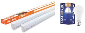 Halonix 20W Led batten tubelight (Pack of 2, cool day white) & Prime 12W B22 Inverter rechargebale Emergency led Bulb (Pack of 1, White)