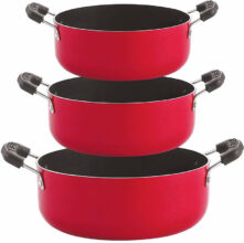 NIRLON Chemical Free 3 Piece Non-Stick Coated Kitchenware Combo Set Non-Stick Coated Cookware Set(PTFE (Non-stick), Aluminium, 3 – Piece)