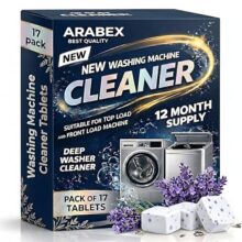Arabex™ Washing Machine Cleaner Tablets (17 Tablets) Drum & Pipe Deep Cleaner |Lavender Scent | Removes Odour,Limescale & Residue | For Front Load & Top Load Fully Automatic Washing Wachine (Lavender)