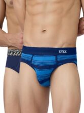 XYXX Men’s Super Combed Cotton Regular Fit Briefs with No Marks Waistband| Opal Blue+Midnight Blue | XL