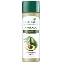 Biotique Cado Stress Relief Avocado Stress Relief Body Massage Oil | Heals and Hydrates dry skin | 100% Botanical Extracts | Suitable for All Skin Types | 200ml