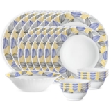 Larah by Borosil 19 Pieces Kora Opalware Dinner Set for Family of 6