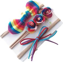 BABYMOON Girl’s Synthetic Turban Knotted Hairband – Multicolor – Pack of 3