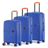 Nasher Miles Polypropylene Spinner Seattle Hard-Sided Luggage Set of 3 | 55cm, 65cm & 75cm | 8 Wheels Small, Medium & Large Trolley Bag for Travel | Suitcase (Dark Blue)