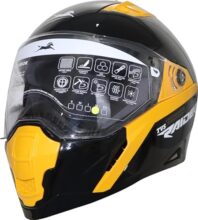 Tvs Raider Lightweight Full Face Helmet For Man And Woman With Clear And Scratch Resistant Visor, Isi Dot Certified |Quick-Release Buckle|Bike Helmet (Colour: Yellow, Size: L)