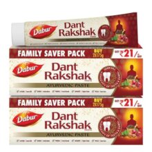 Dabur Dant Rakshak Ayurvedic Toothpaste – 700g (175g x 4) | With Goodness Of 32 Ayurvedic Herbs | Prevents & Calms Gum Pain | Kills Germs | Complete Family Toothpaste | No Added Fluorides & Parabens