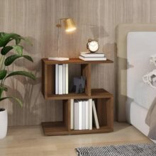 MATTERHORN Engineered Wood Bedside Table with Shelves – Modern End Table for Bedroom & Living Room, DIY Assembly, Almond Beige Finish (50 x 30 x 51.5 cm, Model MOBT-93101)