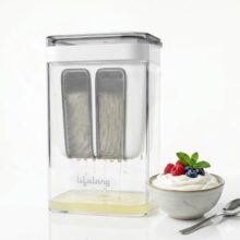 Lifelong 1.1L Stainless Steel Hung Curd Maker with 17.0 cm Length, Food Safe, BPA Free, Reusable Container for Greek Yogurt, Paneer, Cheese, and Sour Cream, White