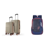 Safari Astra Neo 8 Wheels Set of 2 (Cabin + Medium) Trolley Bags, Hard Case Polycarbonate, 360 + Torque 37L Casual Printed Backpack, 3 compartments, Bottle Holder, Front Pocket, School Bag