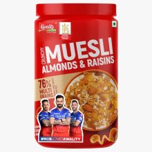 Kwality Muesli Almond, Raisins & Honey 1Kg Jar | 76% Multi Grains | No Maida | Natural Source Of Vitamin & Iron | High In Protein & Fiber | Low Fat & Cholesterol Free | Healthy Food & Breakfast Cereal