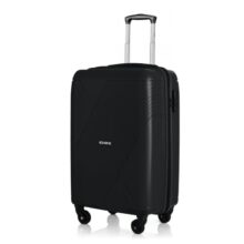 HRX Icon Cabin Size Haileys Black Polypropylene Hard Shell Suitcase – Premium Travel Trolley Bag with 4 Spinner Wheels, Number Lock & Water Resistant Body