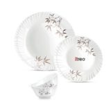 Treo by Milton Opalware Aurelia Arashi Dinner Set of 6 | Serving for 2 | Microwave & Dishwasher Safe | Bone-Ash Free | Tempered Toughness | Plates & Bowls | Crockery Set for Dining & Gifting