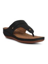 Liberty Senorita S624-09 Casual Slippers for Women with PVC Sole | PU Outsole – Comfortable & Cushioned Footbed | Durable & Lightweight | Latest & Trendy Design | Stylish Footwear (Black-36 EU)