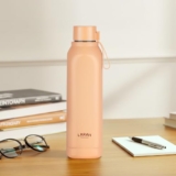 Larah by Borosil 700 ml Cube Gold Stainless Steel Water Bottle | Made in India Pu Insulated Thermoware | Leakproof, BPA Free| Bottle for Office, School, College & Gym, Daily Use | 1 Year Warranty