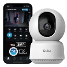 Qubo Smart Cam 360° 3MP | No SD Card Required, Records Directly on Cloud | 2026 Edition – by Hero Group | STQC Certified | AI Person Detection | Intruder Alarm | Night Vision | Two-Way Talk