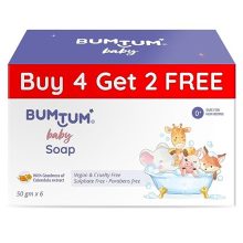 Bumtum Baby Soap With Goodness Of Calendula Extractparabens Free Vegan& Cruelty Free 50Gm Pack Of 6, White