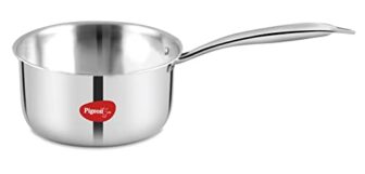 Pigeon Elite Stainless Steel Non-Stick Triply Sauce Pan, 1.6 litres, Silver, Gas and Induction Compatible