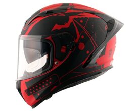 Axor Street Dc Batman Isi Ece And Dot Certified Full Face Helmet Dull Black Red, Size:L(59-60 Cm)
