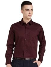 Amazon Brand – Symbol Men’s Solid Cotton Formal Shirt | Plain | Full Sleeve – Regular Fit (Available in Plus Size) (Wine_39)