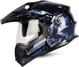 Steelbird SBH-13 Transformers Megatron ISI Certified Off Road Full Face Helmet for Men Motorbike Helmet(Matt Black Grey with Inner Sun Shield)