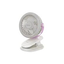 Goldmedal I-Lux 100 Mm Portable Desk Mounted Clip Fan| Multi-Clip Function| Type-C Usb-Powered Rechargeable Battery With 6-7 Hours Backup| Bright Light | Personal Fan For Home & Office (White-Pink)