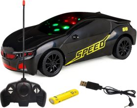 Caddle & Toes Famous Car Remote Control 3D With Led Lights, Chargeable(Black)