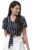 Tokyo TALKIES Women Regular Fit V NECKShort Sleeve Tops TTTP003858 Navy Blue/White XL