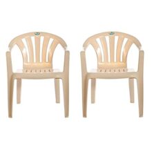 Nilkamal Plastic Chair for Living room with Arm |Set of 2 | 3 Year Warranty | For Home, Living Room, Outdoor | Marble Beige Colour | CHR2005