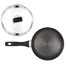 MILTON Pro cook Induction Cookware & Gas Stove Friendly Hard Anodized Non-Stick Fry Pan 24 cm/ 1.8 Litre | Stainless Steel Lid | Stir-Fry Pan| Omelette Egg Pan | Fish Frypan | 3 Year Warranty