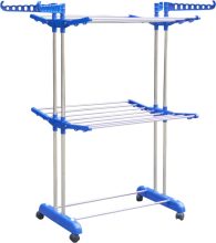 Unizone Steel, Plastic Floor Cloth Dryer Stand Stainless Made In India Double Poll Two Tier Rack(2 Tier)