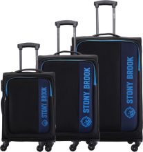 Stony Brook By Nasher Miles Classic Soft-Sided Polyester Luggage Set Of 3 Black Trolley Bags (55, 65 &75Cm) Cabin & Check-In Set 4 Wheels – 28 Inch