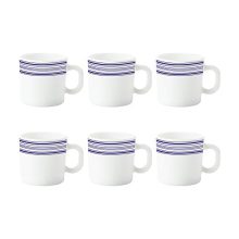 Larah By Borosil Tuscan Opalware Up Set, 6-Pieces, White – 100 Ml