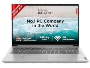 Lenovo IdeaPad 1 AMD Ryzen 5 5625U 15.6 inch (38.5cm) FHD Laptop (16GB RAM/512GB SSD/Windows 11/Office Home 2024/3 Month Game Pass/Grey/1.6Kg), 82R4011CIN