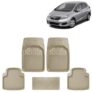 KINGSWAY Accessories Premium 5 Pcs PVC Car Floor Mat Compatible with Honda Jazz Year 2018 to 2023, Waterproof, Anti Slip, All Weather Protection, Easy to Clean Car Foot Mats, Beige 3G