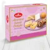 Haldiram’s Assorted Sweet Delight, Savour The Variety of Indian Sweets (Contains Kaju Katli, Dodha Burfi, Patisa, Besan Ladoo), 450 Gm