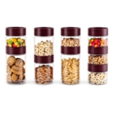 CELLO Modustack Pet Storage Jar For Kitchen Set of 9 Pcs (1000ml x 2, 750ml x 2, 500ml x 5) Maroon | Freezer & Fridge Safe, Airtight Pet Kitchen Storage Box Container For Beans, Whole Grains, Spices