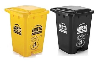 Aristo Plastic Pedal Garbage Waste Dustbin 45 Ltr (Yellow + Black) Combo