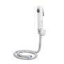 Amazon Basics Health Faucet for Bathroom, White Coated ABS Plastic Body with 1 Meter Stainless Steel Flexible Hose Pipe and Wall Hook, White, Jet Spray for Toilet