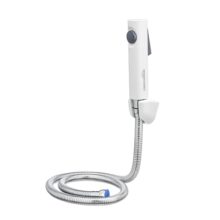 Amazon Basics Health Faucet for Bathroom, White Coated ABS Plastic Body with 1 Meter Stainless Steel Flexible Hose Pipe and Wall Hook, White, Jet Spray for Toilet