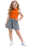 Ramiaaz Girl’s Solid Cotton Blend Style Top and Shorts Set(B1-Orange-Champa-8)