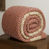 Sanmarino Jaipuri Razai Single Bed Reversible Cotton Quilt | Traditional Ethnic Floral Print Dohar | Lightweight Ac Comforter With Pure Cotton Filling | All-Season Blanket (Deep Maroon)