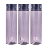 Cello H2O unbreakable Plastic water bottle, 1 litre, set of 3 (grey)