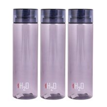 Cello H2O unbreakable Plastic water bottle, 1 litre, set of 3 (grey)