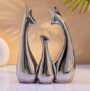 Amazon Basics Home Decor Happy Silver Deer Statue Family Piano Finish Ceramic Figures (Set of 3, Silver)