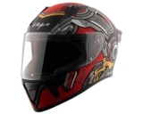 Vega Bolt Superhero Isi Certified Full Face Motorcycle Helmet With Impact Resistant Abs Shell High Density Eps Liner Scratch Resistant Visor Quick Release Buckle Comfortable Inner Padding Dull Black Red Helmet-M