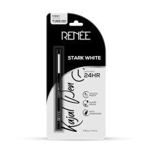 Renee Kajal Pen With Sharpener – Stark White 0.35Gm 24 Hrs Stay Long Lasting Kohl Pencil, Matte Finish, Rich Color Payoff, Smudge & Water Proof With One Swipe Application Formula