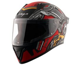 Vega Bolt Superhero Isi Certified Full Face Motorcycle Helmet With Impact Resistant Abs Shell High Density Eps Liner Scratch Resistant Visor Quick Release Buckle Comfortable Inner Padding Dull Black Red Helmet-M