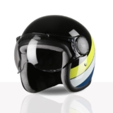 TVS Cruisetown Open Face Helmet | Half Face Helmet for Riders | ISI & DOT Certified | Premium Protection for Men & Women | Comfortable, Durable & Lightweight Design with Visor (Black & Lime/M)