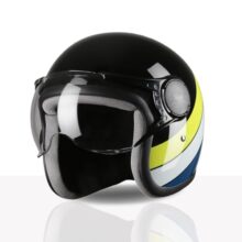 TVS Cruisetown Open Face Helmet | Half Face Helmet for Riders | ISI & DOT Certified | Premium Protection for Men & Women | Comfortable, Durable & Lightweight Design with Visor (Black & Lime/M)